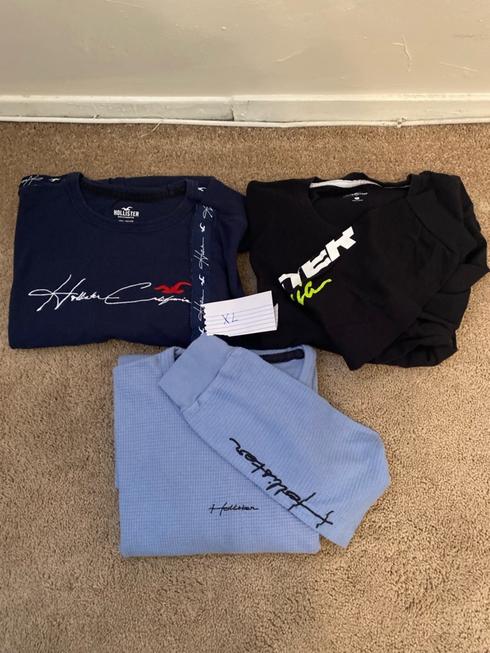 Hollister Men’s Dual Shirts Set of 3-Navy, Light Blue, Black